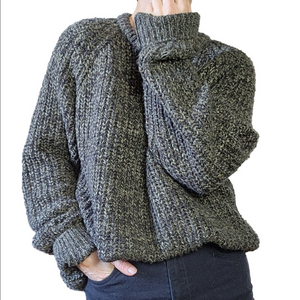 Sweater Chunky Ribbed knit over sized Green colors Crewneck Unisex P.G.FIELD